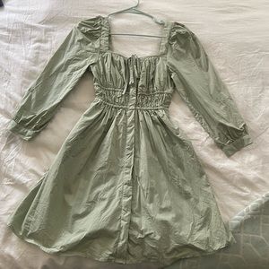 Spring 2022 sage green poplin long sleeve j crew mini dress